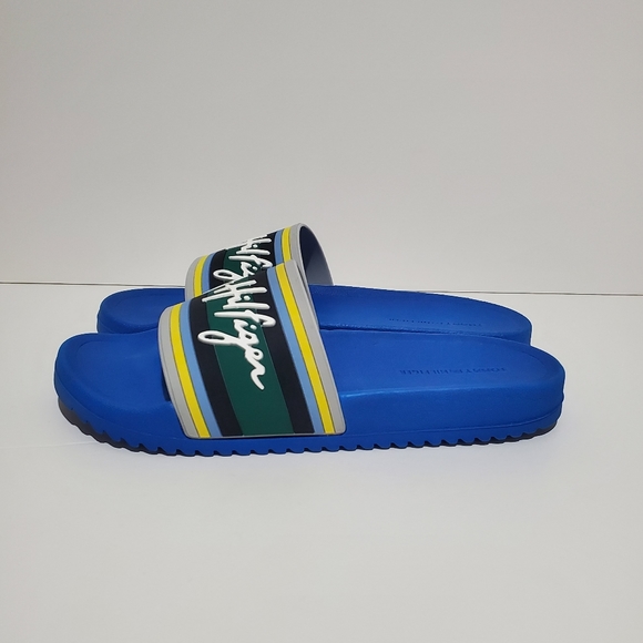 TOMMY HILFIGER BLUE SLIDES SIZE 10 main image 4